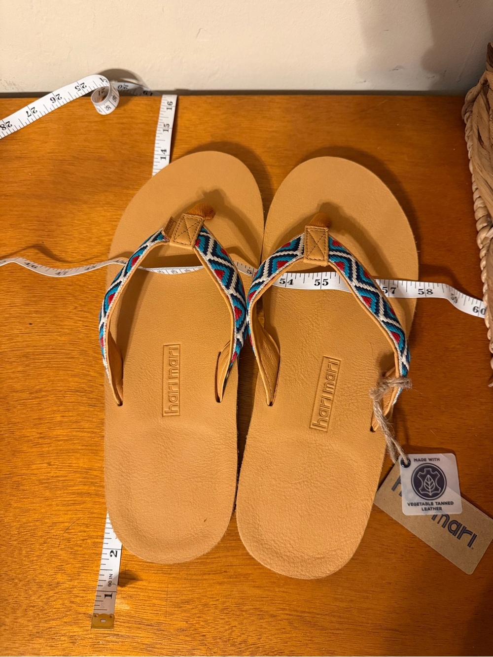 Hari Mari Fields Flip Flop with Blue Patterned Straps size 11 and size 12 - Picture 3 of 4